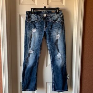 Distressed Blue Jeans
